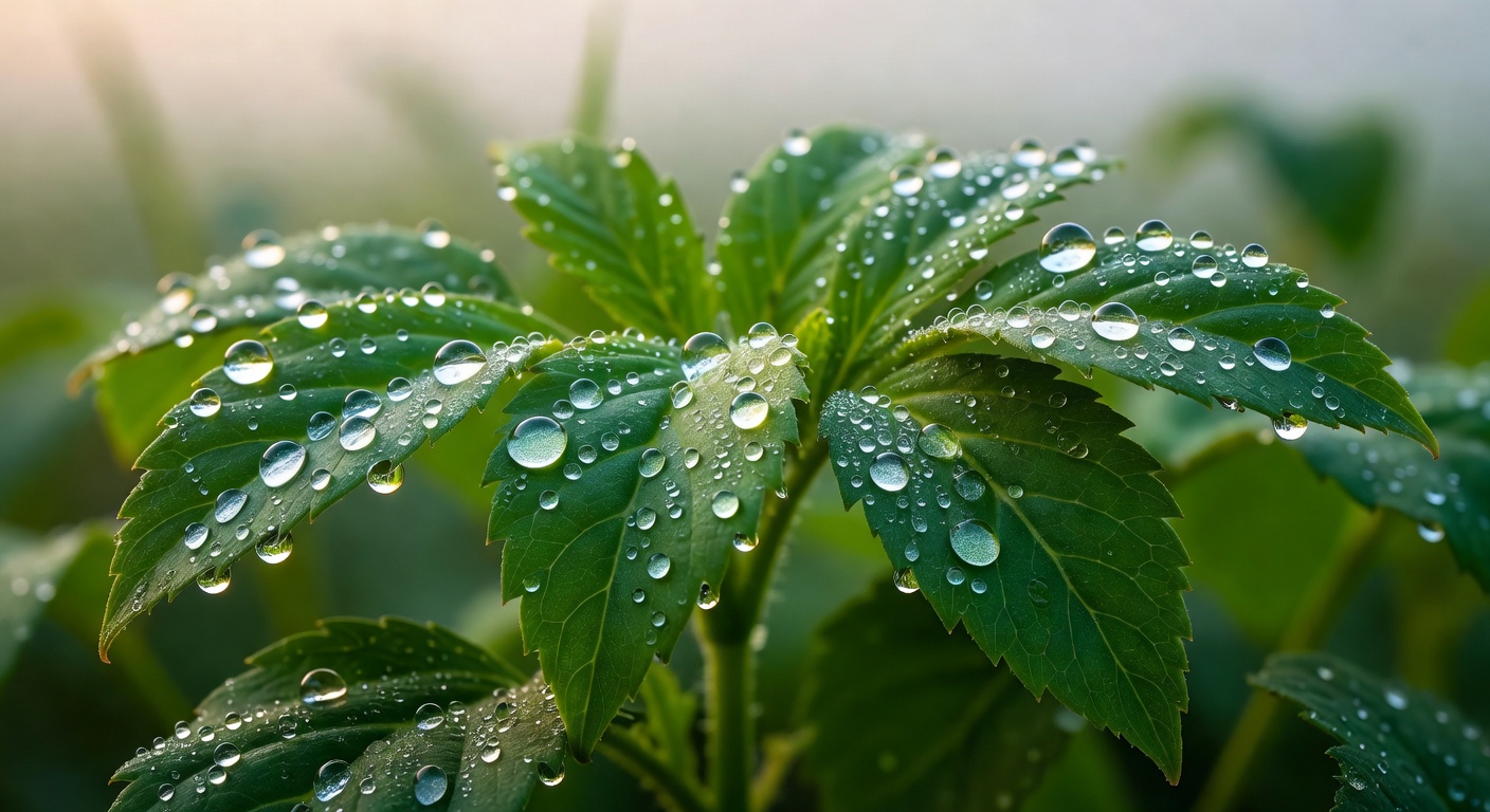 Close up of morning dew on fresh green leaves representing the careful and transparent data privacy practices of Pixoswiftrc