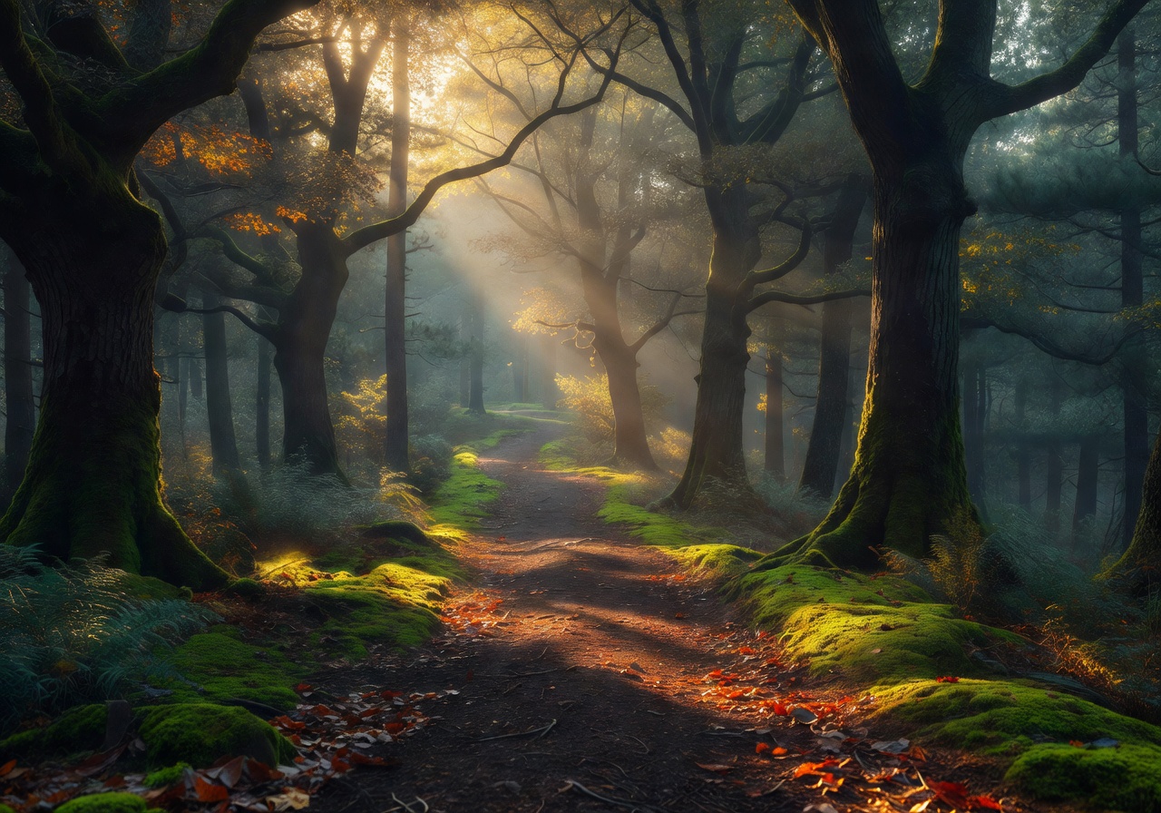 Peaceful sunlit forest path with soft golden light symbolizing trust transparency and the safe gaming environment of Pixoswiftrc